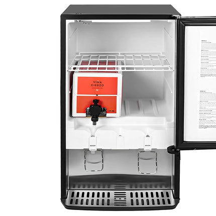 GASTRO-COOL | Commercial Milk Dispenser - with Illuminated Canopy - 480mm - 65 Litres - 1 hinged glass door - LED lighting - digital controller with temperature display - Black - Temperature range 0 to 18 °C