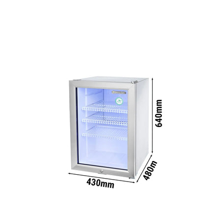 GASTRO-COOL | Commercial Mini Bar Fridge  – 62 L – 430 mm – Lockable – 2–10 °C – Silver