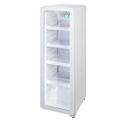 GASTRO-COOL | Commercial Upright Glass Door Display Fridge - 418mm - 140 Litres - Slimline - with 1 hinged glass door - LED lighting - Temperature range 0 to 10 °C - White