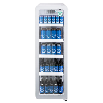 GASTRO-COOL | Commercial Upright Glass Door Display Fridge - 418mm - 140 Litres - Slimline - with 1 hinged glass door - LED lighting - Temperature range 0 to 10 °C - White
