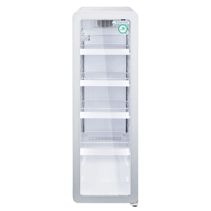 GASTRO-COOL | Commercial Upright Glass Door Display Fridge - 418mm - 140 Litres - Slimline - with 1 hinged glass door - LED lighting - Temperature range 0 to 10 °C - White