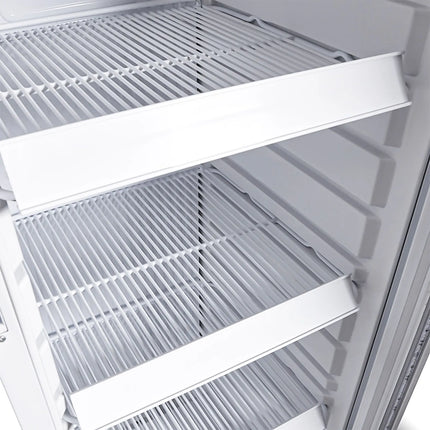 GASTRO-COOL | Commercial Upright Glass Door Display Fridge - 418mm - 140 Litres - Slimline - with 1 hinged glass door - LED lighting - Temperature range 0 to 10 °C - White