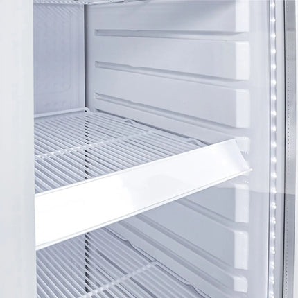 GASTRO-COOL | Commercial Upright Glass Door Display Fridge - 418mm - 140 Litres - Slimline - with 1 hinged glass door - LED lighting - Temperature range 0 to 10 °C - White