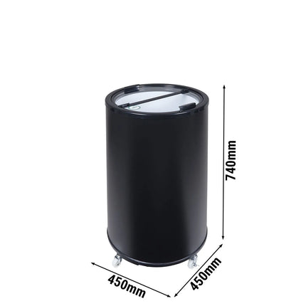 GASTRO-COOL | Party Drinks Cooler Barrel – 41 L - 0–10°C - Glass lid - Castors - Black