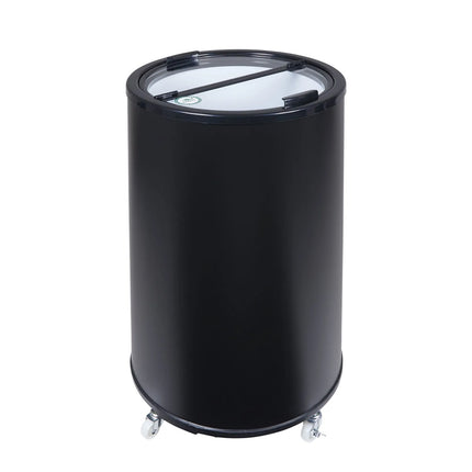 GASTRO-COOL | Party Drinks Cooler Barrel – 41 L - 0–10°C - Glass lid - Castors - Black