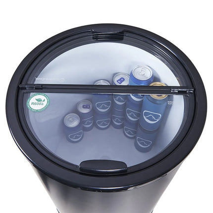 GASTRO-COOL | Party Drinks Cooler Barrel – 41 L - 0–10°C - Glass lid - Castors - Black