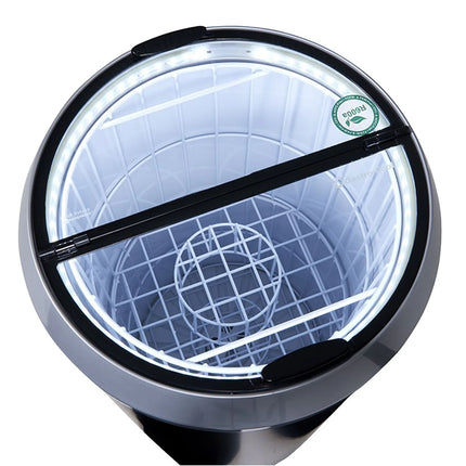 GASTRO-COOL | Party Drinks Cooler Barrel – 71 L - 0–10°C - Glass lid - Castors - Black/Silver - LED front - 2 baskets