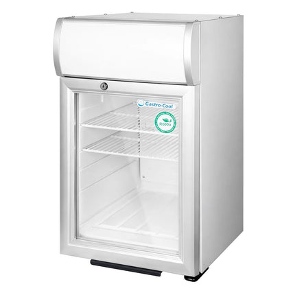 GASTRO-COOL | Promotional Refrigerator with Lighted Canopy – 21 Liters – with 1 Glass Door – Black