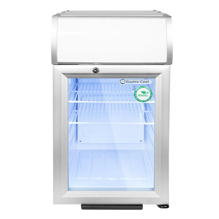 GASTRO-COOL | Promotional Refrigerator with Lighted Canopy – 21 Liters – with 1 Glass Door – Black