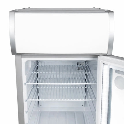 GASTRO-COOL | Promotional Refrigerator with Lighted Canopy – 21 Liters – with 1 Glass Door – Black