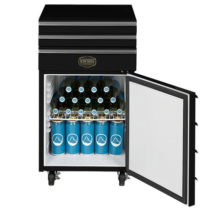 GASTRO-COOL | Upright Fridge Stainless steel - 50L - with 1 door & Support grid - Black - On castors