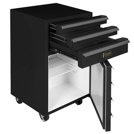 GASTRO-COOL | Upright Fridge Stainless steel - 50L - with 1 door & Support grid - Black - On castors