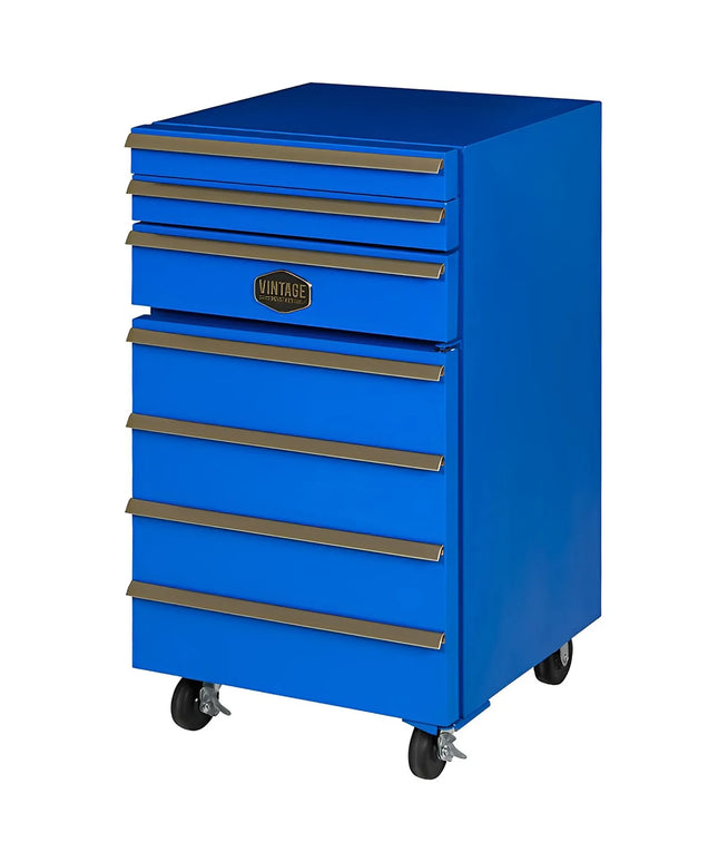 GASTRO-COOL | Upright Fridge Stainless steel “Werkstattwagen” - 50L - with 1 door - On castors - Blue