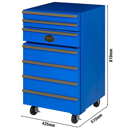 GASTRO-COOL | Upright Fridge Stainless steel “Werkstattwagen” - 50L - with 1 door - On castors - Blue