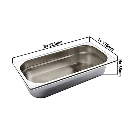 GGM Gastro (1 Cái) Khay Đựng Thực Phẩm GN 1/3 Thép Không Gỉ - Sâu 67mm