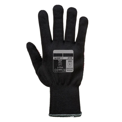 GGM Gastro (10 pairs) PVC Dot Grip Gloves - Black/Red - Size: M