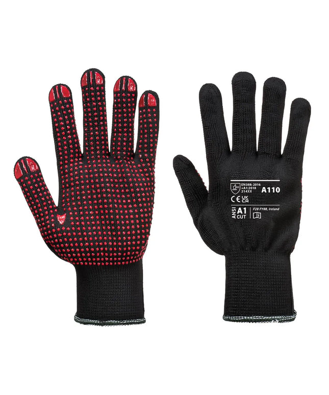 GGM Gastro (10 pairs) PVC Dot Grip Gloves - Black/Red - Size: S