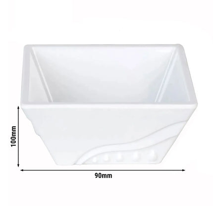 GGM Gastro (10 pcs) Melamine Bowl - Melamine - square - 90x90mm - Depth: 100mm - White
