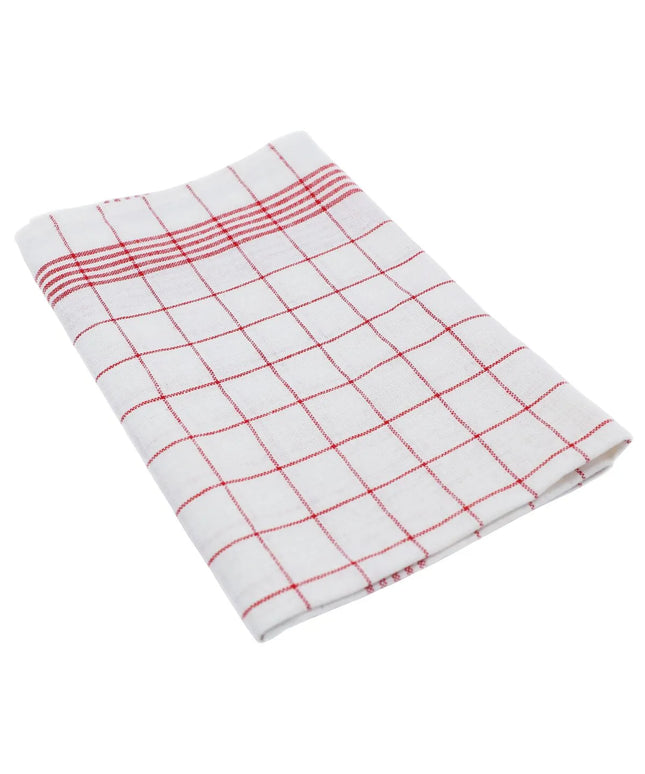 GGM Gastro (10 pcs) Tea towel made of Linen‑cotton Checked - 50x70cm - Red checked