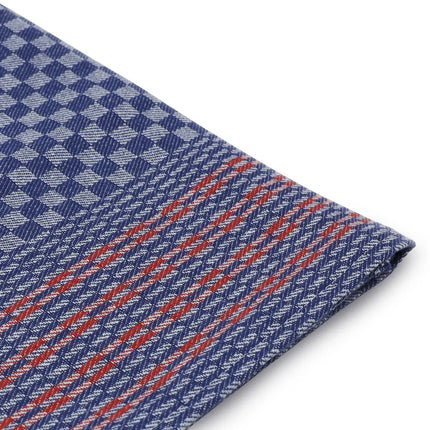 GGM Gastro (10 pcs) Tea towel made of Linen‑cotton Glass cloth - 50x100cm - Blue checked with red stripes
