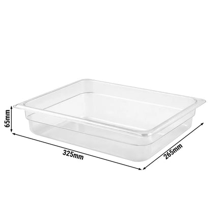 GGM Gastro (12 Cái) Khay Đựng Thực Phẩm GN 1/2 Polycarbonate - Trong Suốt - 3.9L - Sâu 65mm