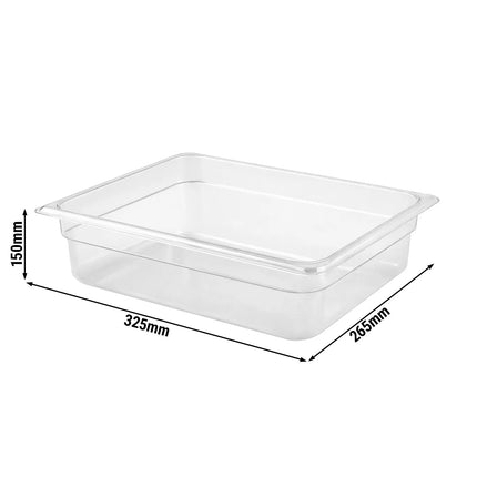GGM Gastro (12 Cái) Khay Đựng Thực Phẩm GN 1/2 Polycarbonate - Trong Suốt - 8.9L - Sâu 150mm