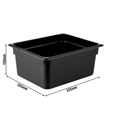 GGM Gastro (12 Cái) Khay GN 1/2 Polycarbonate - Đen - 8.9L - Sâu 150mm