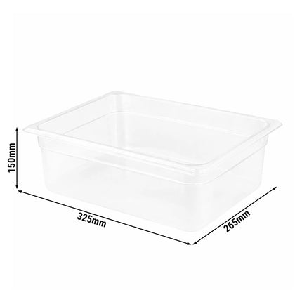 GGM Gastro (12 Cái) Khay GN 1/2 Polypropylene - Mờ - 8.9L - Cao 150mm