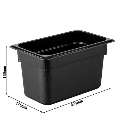 GGM Gastro (12 Cái) Khay GN 1/3 Polycarbonate - Đen - 5.3L - Sâu 150mm