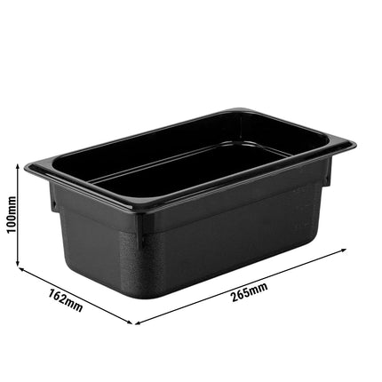 GGM Gastro (12 Cái) Khay GN 1/4 Polycarbonate - Đen - 2.5L - Sâu 100mm