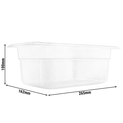 GGM Gastro (12 Cái) Khay GN 1/4 Polypropylene - Mờ - 2.5L - Cao 100mm