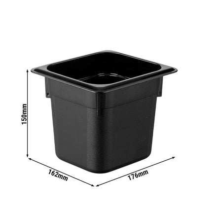 GGM Gastro (12 Cái) Khay GN 1/6 Polycarbonate - Đen - 2.2L - Sâu 150mm