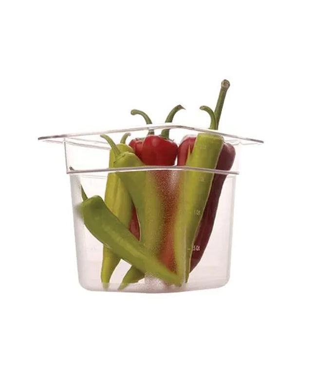 GGM Gastro (12 Cái) Khay GN 1/6 Polycarbonate - Trong Suốt - 1L - Sâu 65mm