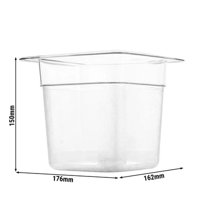 GGM Gastro (12 Cái) Khay GN 1/6 Polycarbonate - Trong Suốt - 2.2L - Sâu 150mm