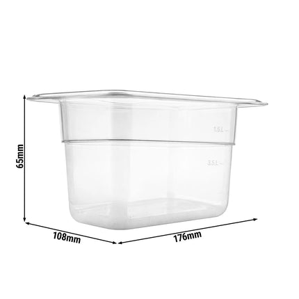 GGM Gastro (12 Cái) Khay GN 1/9 Polycarbonate - Trong Suốt - 0.57L - Sâu 65mm