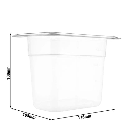 GGM Gastro (12 Cái) Khay GN 1/9 Polypropylene - Mờ - 0.85L - Cao 100mm