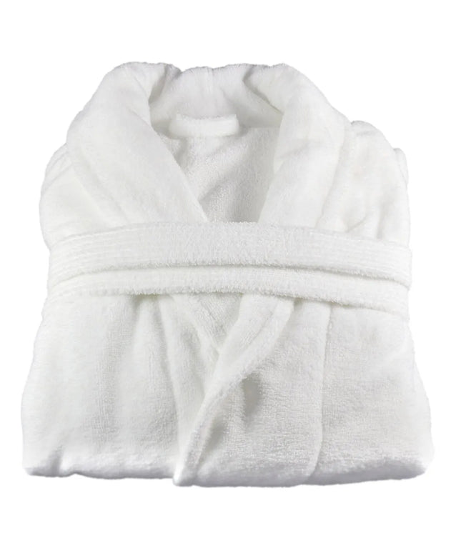 GGM Gastro (12 pcs) Bathrobe with Shawl Collar - Size: M - White - Velour Outer/Towelling Inner