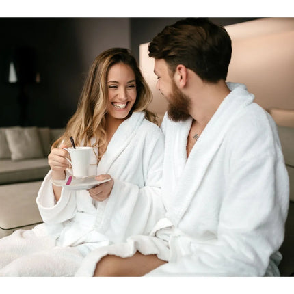 GGM Gastro (12 pcs) Bathrobe with Shawl Collar - Size: M - White - Velour Outer/Towelling Inner