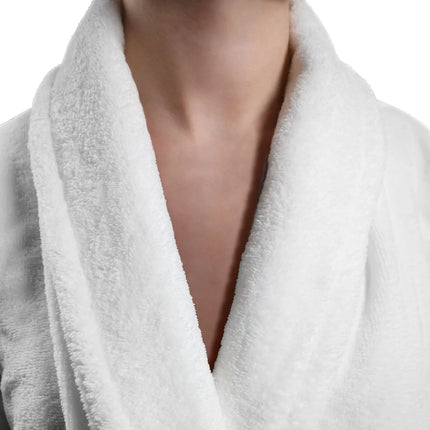 GGM Gastro (12 pcs) Bathrobe with Shawl Collar - Size: XL - White - Velour Outer/Towelling Inner