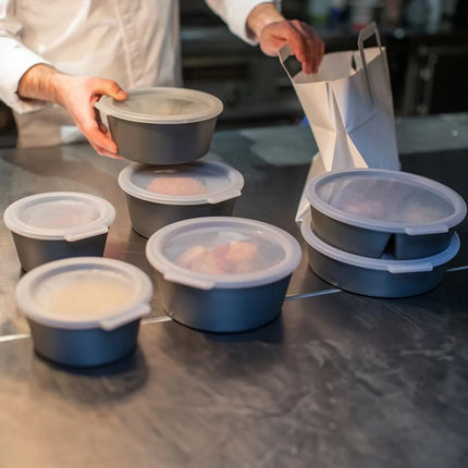 GGM Gastro (12 pcs) Compartment Food Tray Plastic - 1100ml - Round - Grey