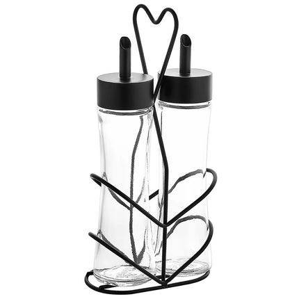 GGM Gastro (12 pcs) Cruet Set - 2-piece - Stainless steel stand - Glass - with removable lids - oil & vinegar - Height: 200mm