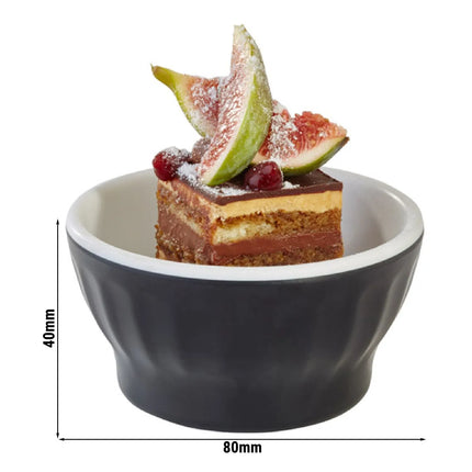 GGM Gastro (12 pcs) Dessert Bowl - HALFTONE - Melamine - 100ml - round - Ø 80mm - Black/White