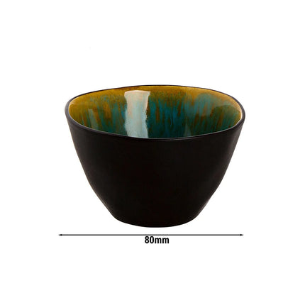 GGM Gastro (12 pcs) Dessert Bowl - Lotus - Stoneware - round - Ø 80mm - Black/Turquoise