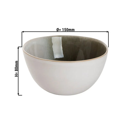 GGM Gastro (12 pcs) Dessert Bowl - Nordic - Stoneware - 900ml - round - Ø 150mm - Green/White