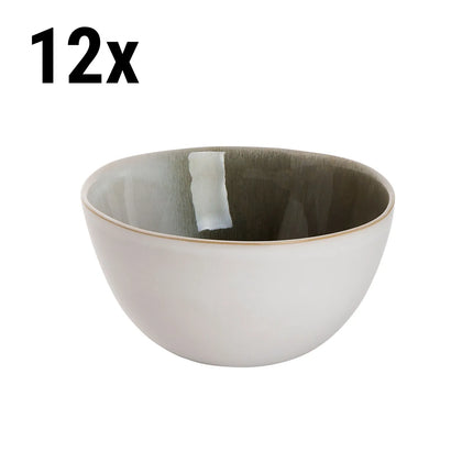 GGM Gastro (12 pcs) Dessert Bowl - Nordic - Stoneware - 900ml - round - Ø 150mm - Green/White