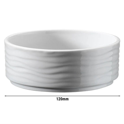 GGM Gastro (12 pcs) Dessert Bowl - SEA WAVE - Porcelain - 350ml - round - Ø 120mm - Depth: 46.2mm - White