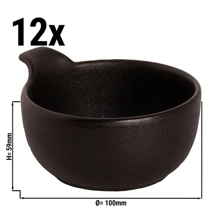 GGM Gastro (12 pcs) Dessert Bowl - Universe - Porcelain - 240ml - round - Ø 100mm - Black