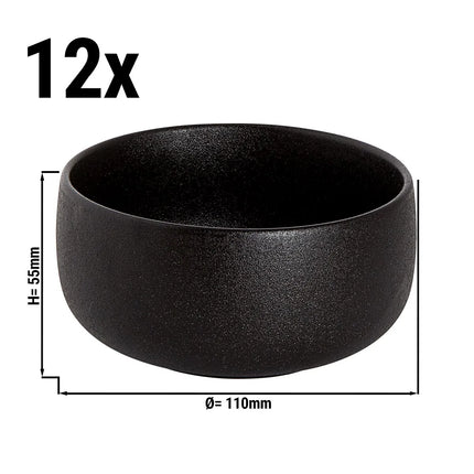 GGM Gastro (12 pcs) Dessert Bowl - Universe - Porcelain - 450ml - round - Ø 110mm - Depth: 55mm - Black