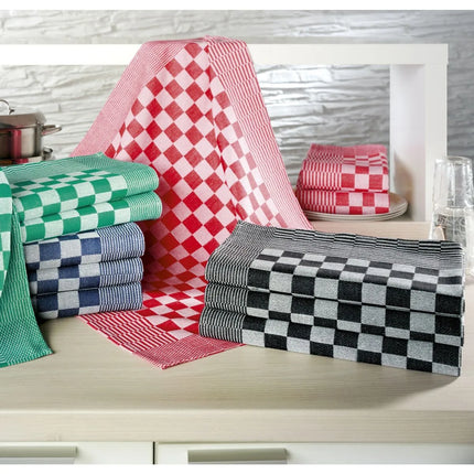 GGM Gastro (12 pcs) Dishcloth made of Cotton Checked - 65x65cm - Black / White checked