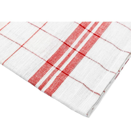 GGM Gastro (12 pcs) Glass cloth made of Linen‑cotton - 65x65cm - Red / White